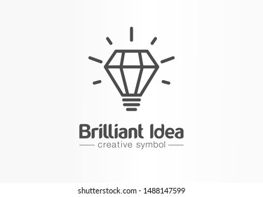 Brilliant idea, light bulb creative symbol concept. Tip, innovate, think, inspire abstract business logo idea. Bright lamp, education icon. Corporate identity logotype, company graphic design tamplate