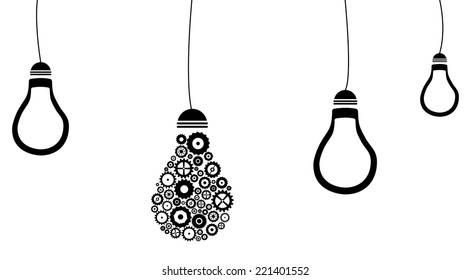 Brilliant Idea Light Bulb With Gears And Cog Wheels