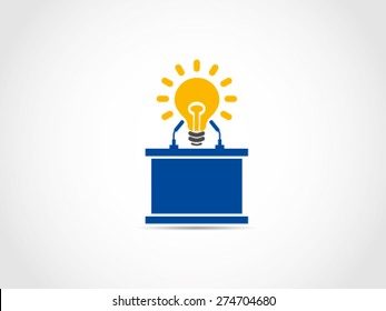 Brilliant Idea Solution Innovation Presentation Instruction Speech Podium