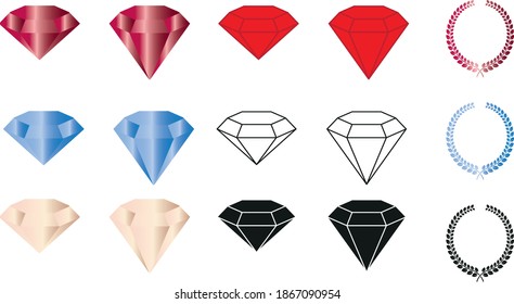 Brilliant image set. Diamonds of different colors.