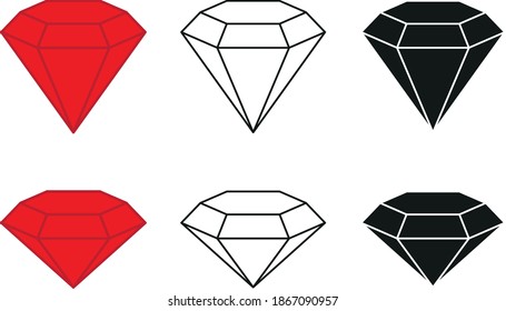 Brilliant image set. Diamonds of different colors.