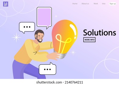 Brilliant Inspiration Idea. Businessman. Creative Business Strategy Tips Stickman Illustration Concept. Great idea is in form of a light bulb. man and a lightbulb. Vector illustration.