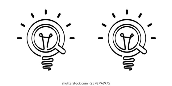 Brilliant light, bulb coffee idea. Mug, cup and lamp ideas. Cartoon coffee cup or teacup line pattern. Coffee a clock or tea time. Beverage logo. Work, life balance concept for full energy, lightbulb.