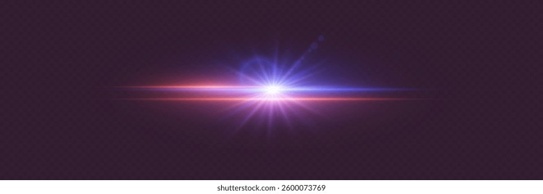 Brilliant magical flash of light and star explosion with rays of light.