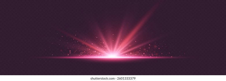 Brilliant magical flash of light and star explosion with rays of light.
