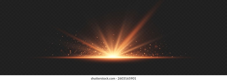 Brilliant magical flash of light and star explosion with rays of light.