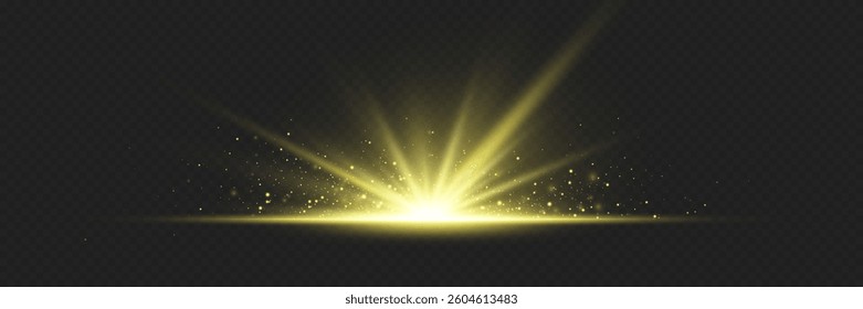 Brilliant magical flash of light and star explosion with rays of light.