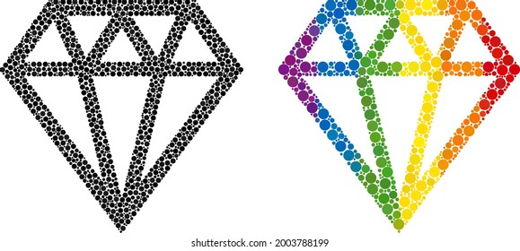 Brilliant mosaic icon of round dots in various sizes and spectrum colorful shades. A dotted LGBT-colored brilliant for lesbians, gays, bisexuals, and transgenders. Vector icon in LGBT flag colors.