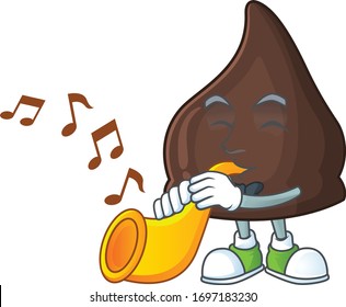 A brilliant musician of chocolate conitos cartoon character playing a trumpet