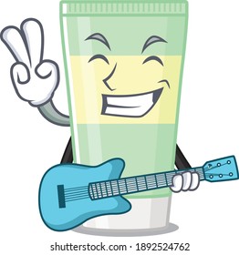 brilliant musician of cleansing foam cartoon design playing music with a guitar