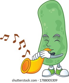 A brilliant musician of enterobacteriaceae cartoon character playing a trumpet. Vector illustration