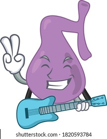 brilliant musician of gall bladder cartoon design playing music with a guitar