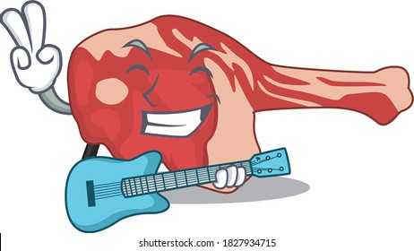 brilliant musician of leg of lamb cartoon design playing music with a guitar