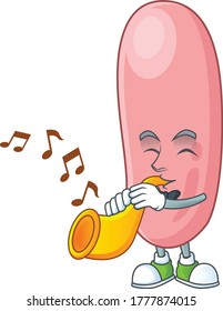 A brilliant musician of legionella pneunophilla cartoon character playing a trumpet. Vector illustration