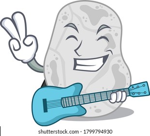 brilliant musician of white planctomycetes cartoon design playing music with a guitar