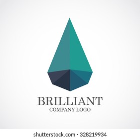 Brilliant polygon gemstone abstract vector and logo design or template luxury jewelry business fashion icon of company identity symbol concept