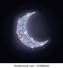 Brilliant precious moon, vector illustration