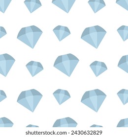 Brilliant. The precious stone is a diamond. Seamless vector pattern. Crystal with several shining facets. Endless crystal design. Isolated colorless background. Idea for web design.