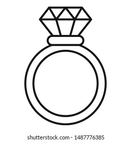 Gold Diamond Ring Icon Outline Gold Stock Vector (Royalty Free) 1487776388