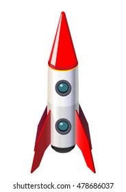 brilliant rocket, red nose and tail, isometrics