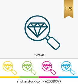 Brilliant Search Icon Symbol Vector Silhouette