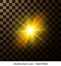 Brilliant star shining. Design magical light with sparkles isolated on transparent background. Mystic flash of Christmas fantasy. Vector illustration