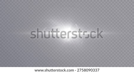 Brilliant starburst light visual effect creating a glowing horizontal line. Illuminating abstract element for backgrounds