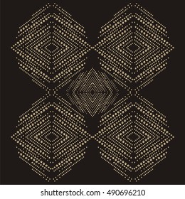 Brilliant stones rhomb pattern necklaces. Beautiful jewelry brooch. Fashion ornament crystal precious for clothes. Gold rhinestones applique tribal ethnics decor for print t-shirt.