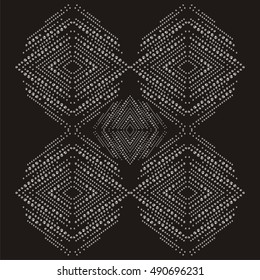 Brilliant stones rhomb pattern necklaces. Beautiful jewelry brooch. Fashion ornament crystal precious for clothes. Silver rhinestones applique tribal ethnics decor for print t-shirt.