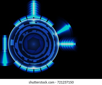 Brilliant technological HUD eye on a black background. vector illustration