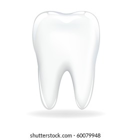 Brilliant Tooth, Isolated On White Background, Vector Illustration