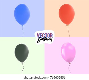 Brilliant vector balloon group with realistic tie and ribbon string flying. Vector illustration for your unique design in any occasion ; celebration, party, anniversary, birthday, Christmas, New Year