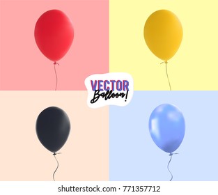 Brilliant vector balloon group with realistic tie, ribbon string flying. Vector illustration for your unique design in several occasion ; celebration, party, anniversary, birthday, Christmas, New Year