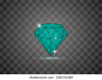 Brilliant vector illustration with glow effect. Diamond vector icon. Shiny bright diamond vector. 