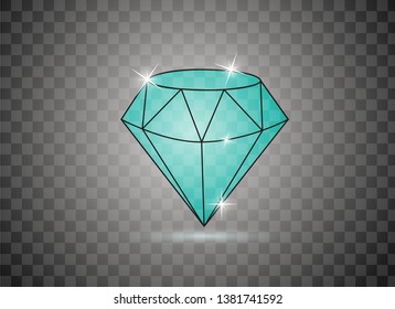 Brilliant vector illustration with glow effect. Diamond vector icon. Shiny bright diamond vector. 