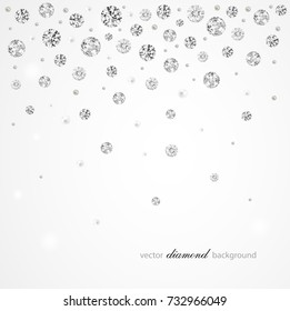 Brilliant vector snowfall. Abstract background with diamonds and pearls for graphic design