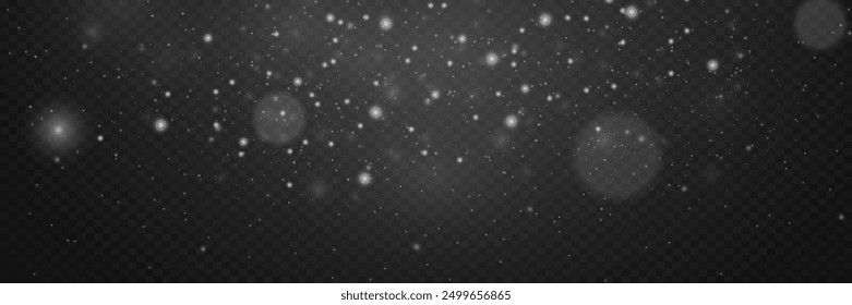 Brilliant white dust, sparks of light. Brilliant star and flare effect. On a transparent background.