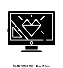 Icono negro de trabajo brillante, ilustración conceptual, símbolo plano vectorial, signo de glifo.