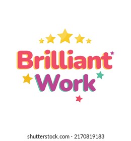 Brilliant work, brilliant work sticker, five stars vector, gold stars vector