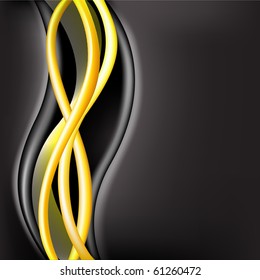 brilliant yellow wave on the flickering black background