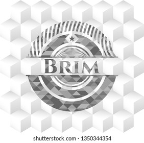 Brim grey badge with geometric cube white background