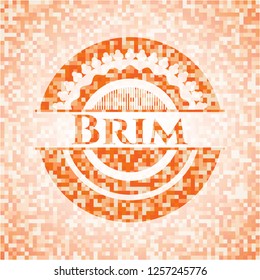 Brim orange mosaic emblem with background