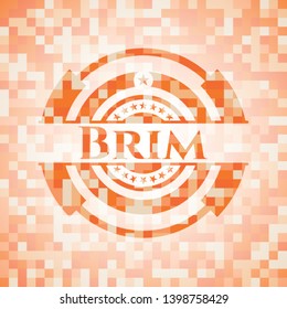 Brim orange mosaic emblem. Vector Illustration. Detailed.