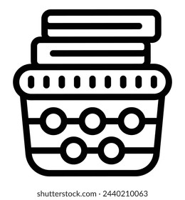 Brimming hamper icon outline vector. Washing linen. Laundry household tool