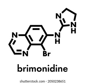 Brimonidine alpha2-adrenergic drug molecule. Used in treatment of open-angle glaucoma, ocular hypertension and rosacea. Skeletal formula.