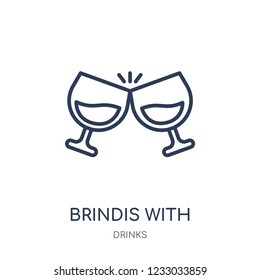 Brindis with wine glasses icon. Brindis with wine glasses linear symbol design from drinks collection. Simple outline element vector illustration on white background