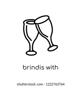 brindis with wine glasses icon. Trendy modern flat linear vector brindis with wine glasses icon on white background from thin line Drinks collection, outline vector illustration