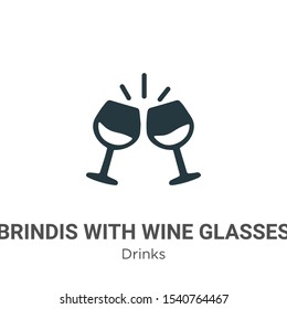 Brindis with wine glasses vector icon on white background. Flat vector brindis with wine glasses icon symbol sign from modern drinks collection for mobile concept and web apps design.