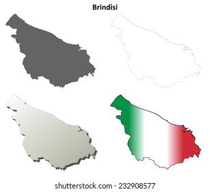 Brindisi blank detailed outline map set