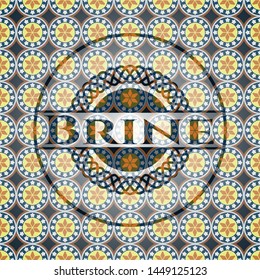 Brine arabic badge background. Arabesque decoration.